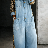 Amanda | Tuta in denim con motivo leopardato