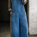 Amanda | Tuta in denim con motivo leopardato