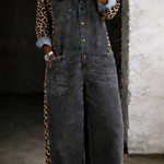 Amanda | Tuta in denim con motivo leopardato