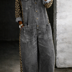 Amanda | Tuta in denim con motivo leopardato