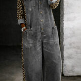 Amanda | Tuta in denim con motivo leopardato