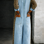Amanda | Tuta in denim con motivo leopardato