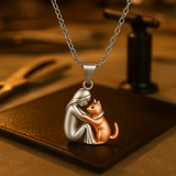 Necklace with a cat hug pendant
