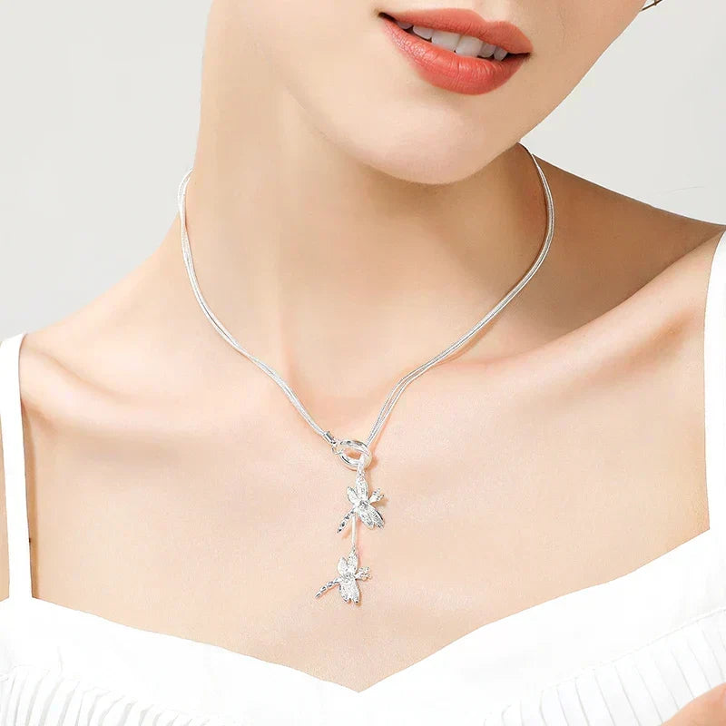Collana con ciondolo libellula in argento sterling – Immagine 1