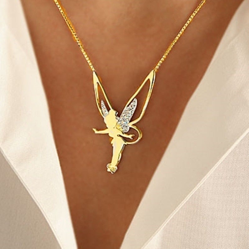 Collana dorata con ciondolo fata – Immagine 1