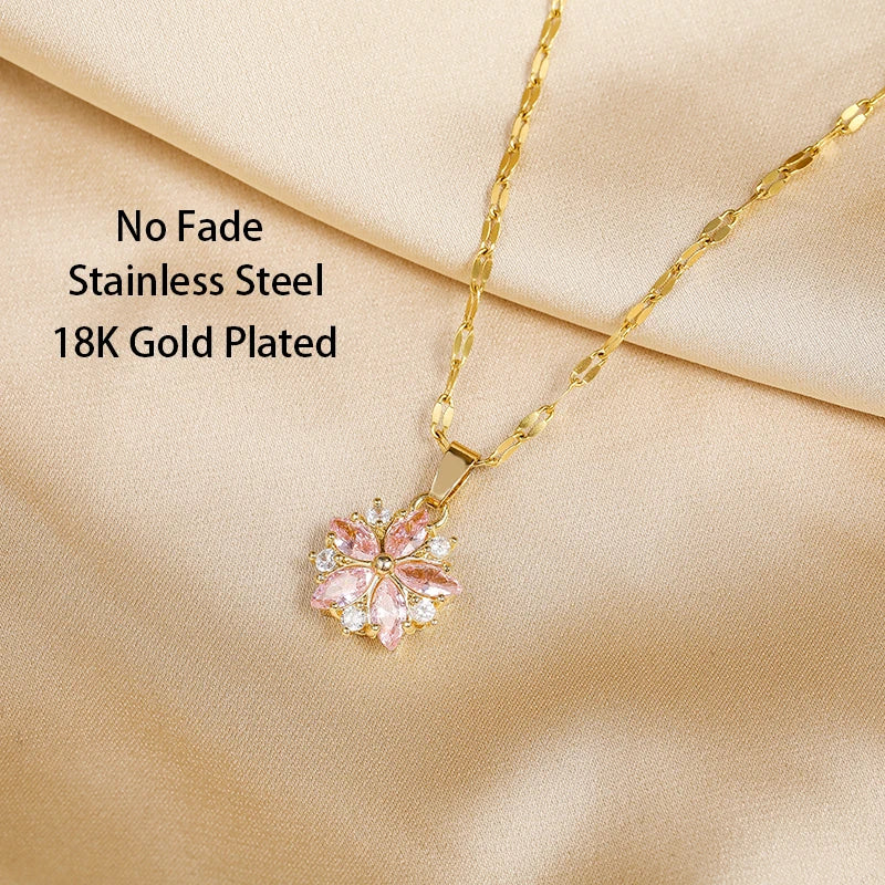 Collana Sakura Rosa Romantica in acciaio inossidabile – Immagine 2