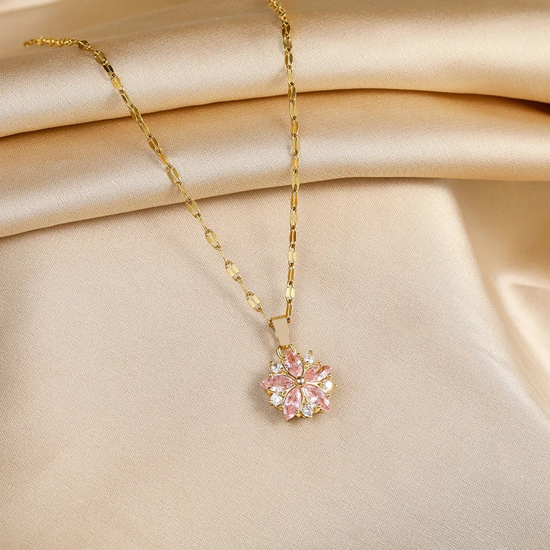 Collana Sakura Rosa Romantica in acciaio inossidabile – Immagine 6
