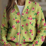 Margot | Cardigan Donna Floreale Lime con Zip