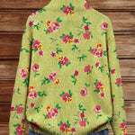 Margot | Cardigan Donna Floreale Lime con Zip