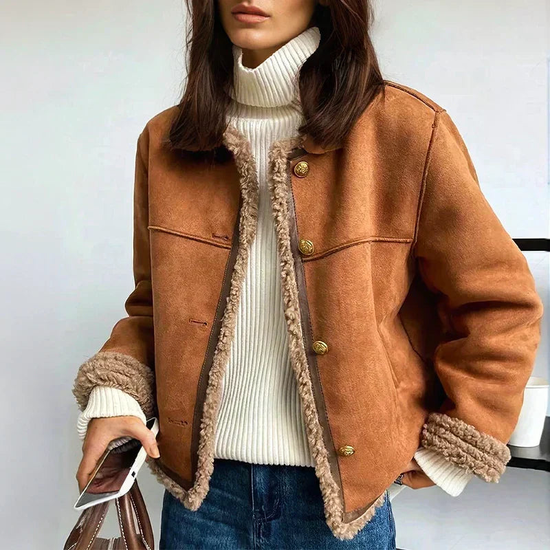 Rosalie™ — Giacca con fodera in montone e bottoni