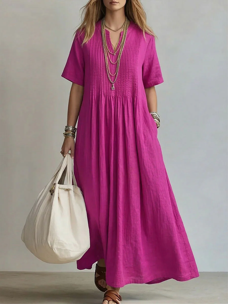 Diletta | Abito Midi in Cotone Plissettato