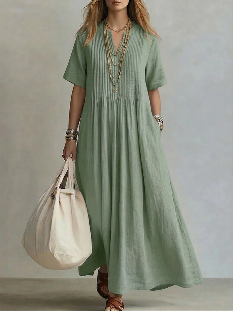 Diletta | Abito Midi in Cotone Plissettato