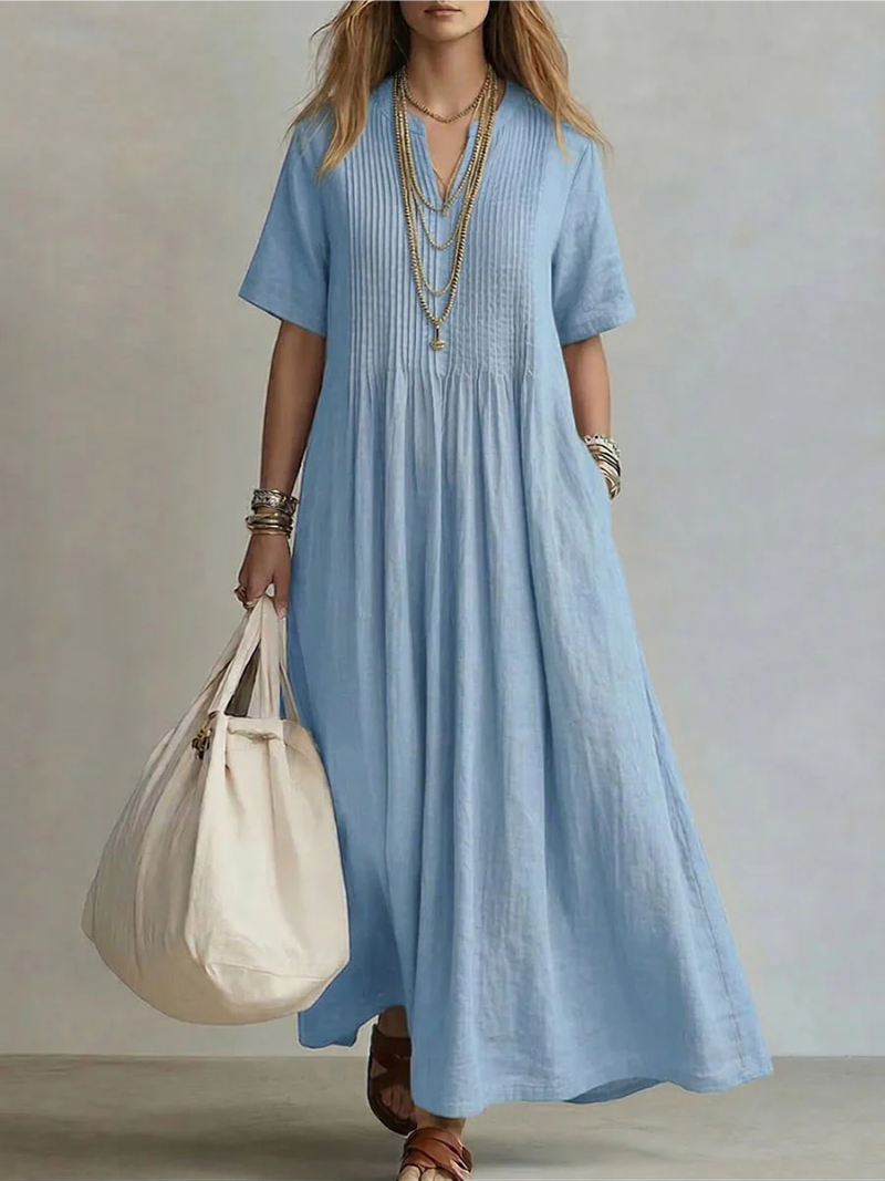 Diletta | Abito Midi in Cotone Plissettato