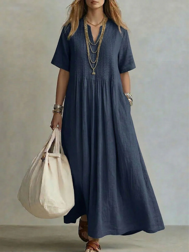 Diletta | Abito Midi in Cotone Plissettato