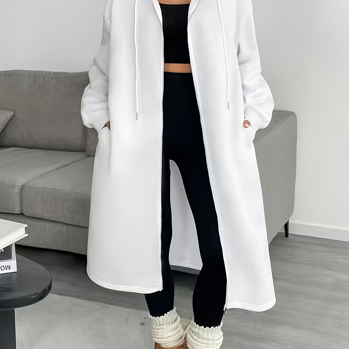 Donatella – Giacca lunga con cappuccio e zip – 1