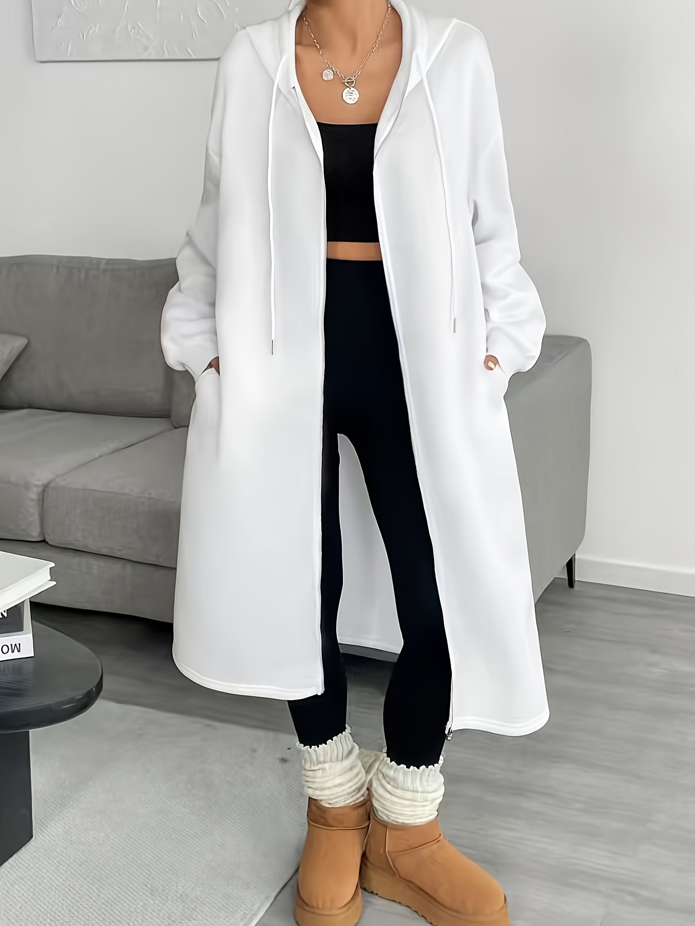 Donatella – Giacca lunga con cappuccio e zip – 2