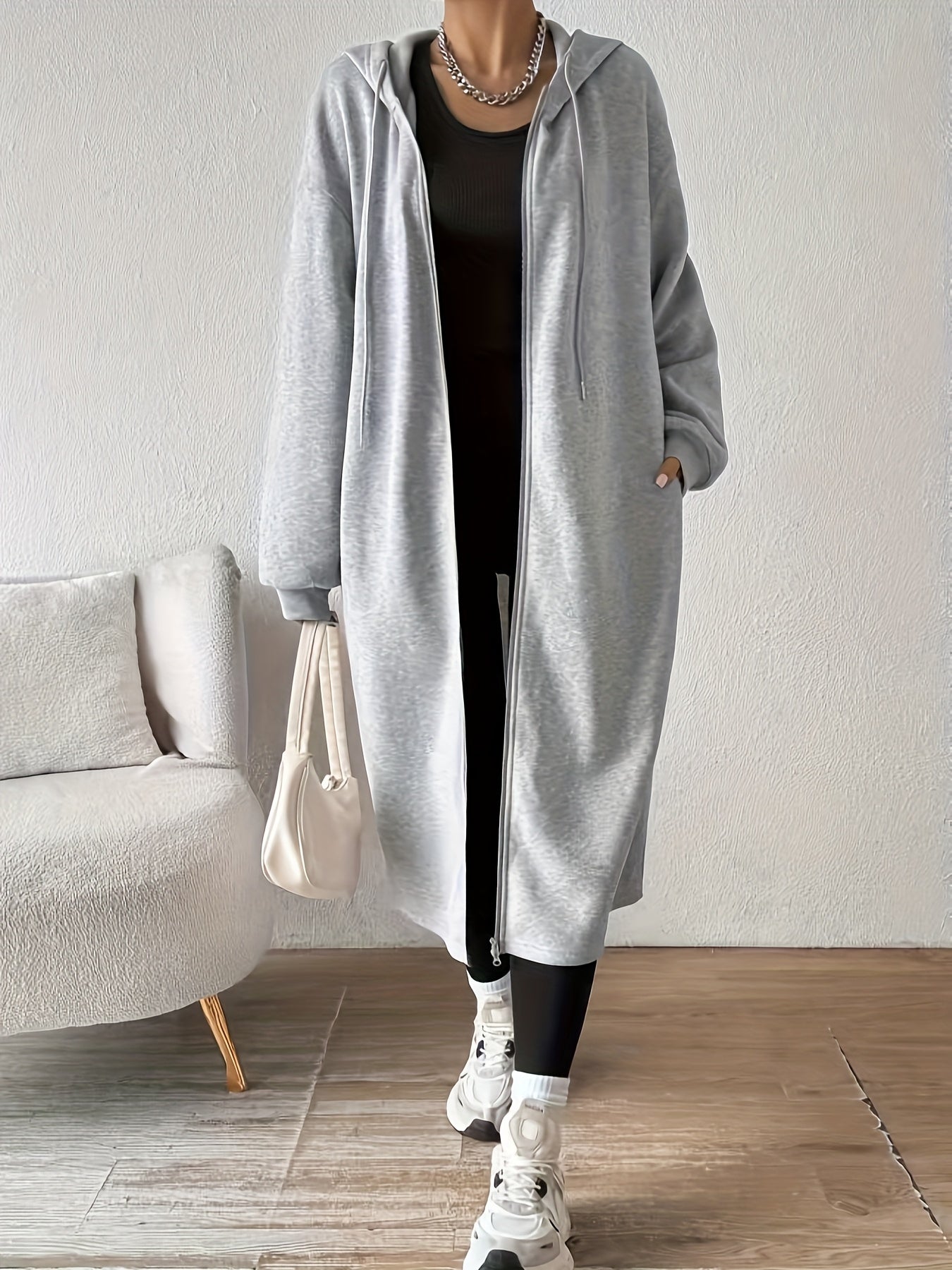Donatella – Giacca lunga con cappuccio e zip – 5