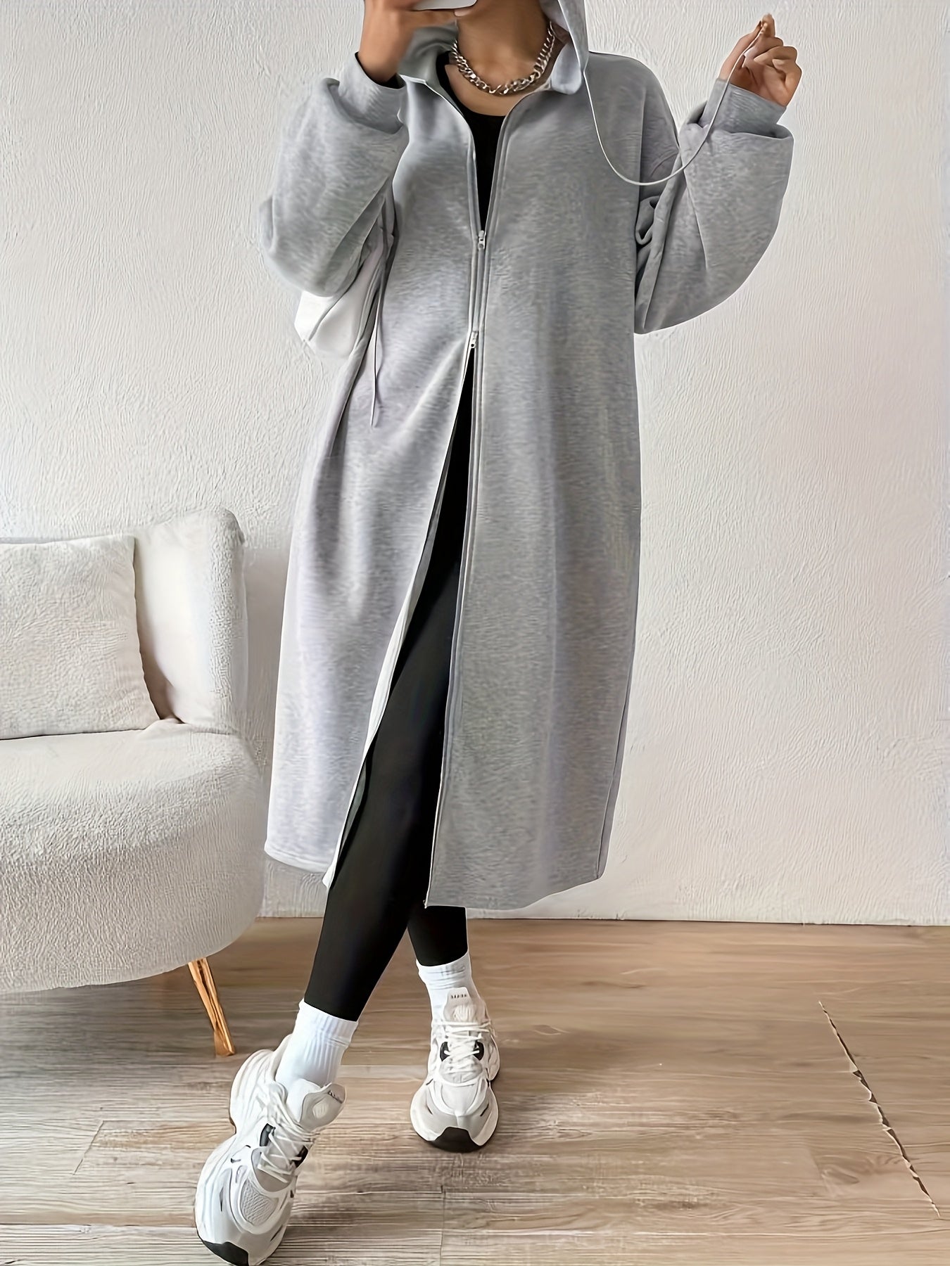 Donatella – Giacca lunga con cappuccio e zip – 7