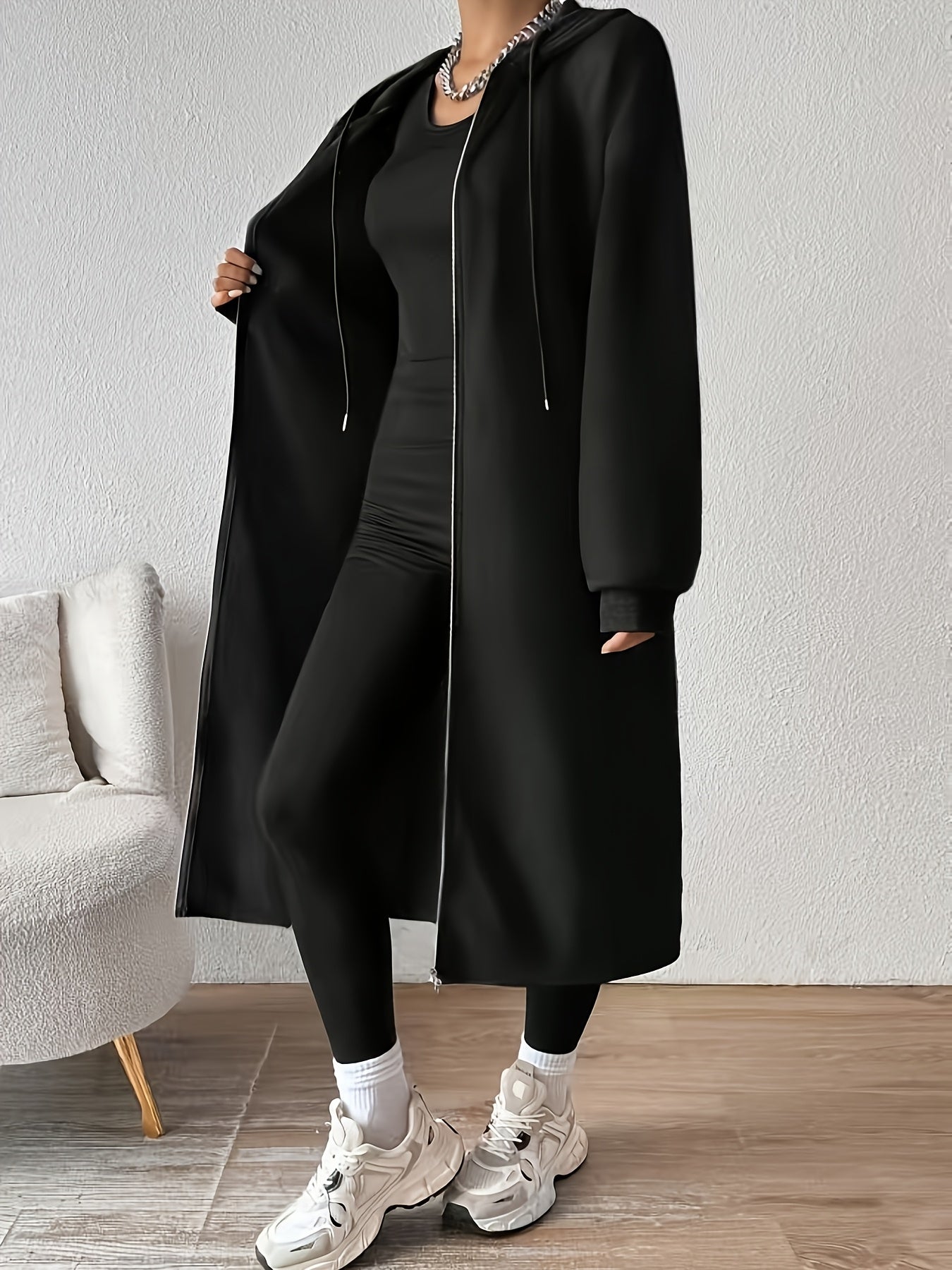 Donatella – Giacca lunga con cappuccio e zip – 8