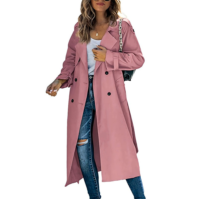 Cappotto lungo da donna con bottoni e maniche lunghe