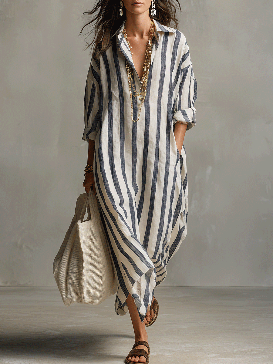 Abito Maxi Boho a Righe