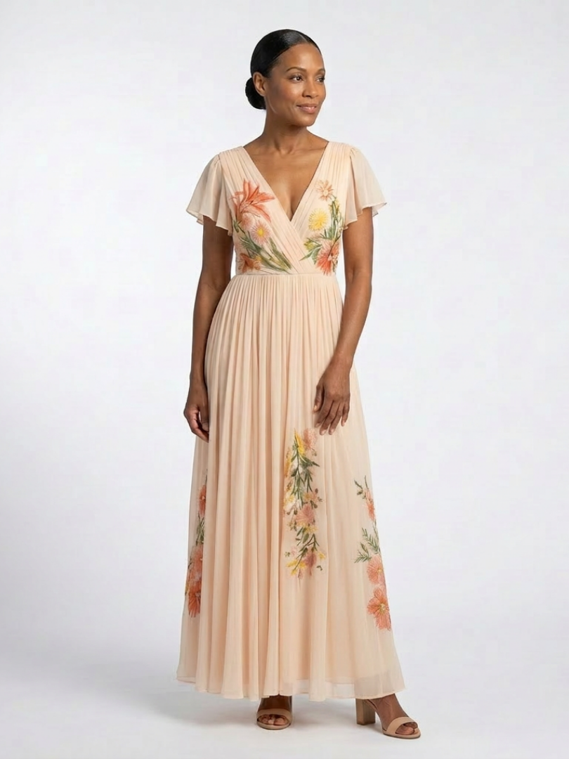 Calista | Abito Maxi Floreale Plissettato