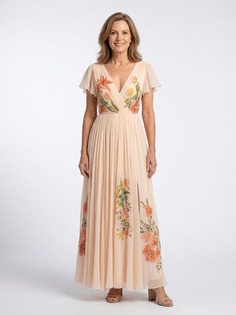 Calista | Abito Maxi Floreale Plissettato