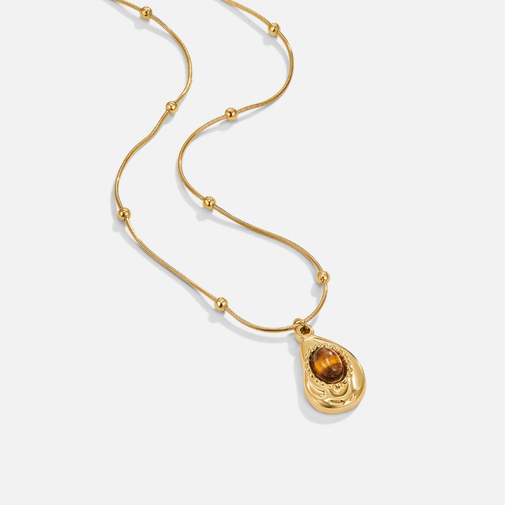 Elegante collana dorata con occhio di tigre – Immagine 1