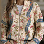 Rosalind | Cardigan Donna Floreale a Righe con Zip