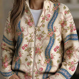 Rosalind | Cardigan Donna Floreale a Righe con Zip