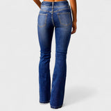 Jeans a vita alta a gamba larga alla moda