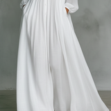 Elisa - Maxi Minimalista con Patchwork, Collo Alto e Maniche Lunghe