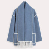 Cardigan lungo da donna con sciarpa integrata