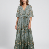Evadne | Abito Maxi Floreale con Scollo a V