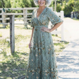 Evadne | Abito Maxi Floreale con Scollo a V
