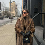 Cappotto lungo vintage da donna in ecopelliccia