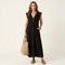 Josette | Abito Maxi in Lino con Rouches e Scollatura a V