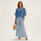 Juliana | Top Varsity a V e Set con Pantaloni a Gamba Larga a Strisce