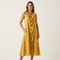Vicky | Abito Maxi in Lino Senza Maniche con Rouches Frontale