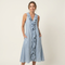 Vicky | Abito Maxi in Lino Senza Maniche con Rouches Frontale