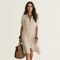 Nidalie | Abito Camicia Midi in Cotone-Lino con Maniche Arrotolate