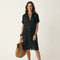 Nidalie | Abito Camicia Midi in Cotone-Lino con Maniche Arrotolate