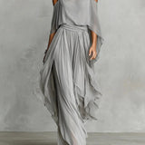 Margherita | Completo Fluido Grigio con Top a Spalline e Pantaloni Leggeri