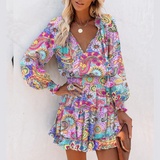 Ariana - V-neck long sleeve mini dress with ruffles