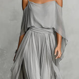 Margherita | Completo Fluido Grigio con Top a Spalline e Pantaloni Leggeri