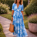 Ione | Abito Midi Floreale con Scollo a V