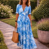 Ione | Abito Midi Floreale con Scollo a V