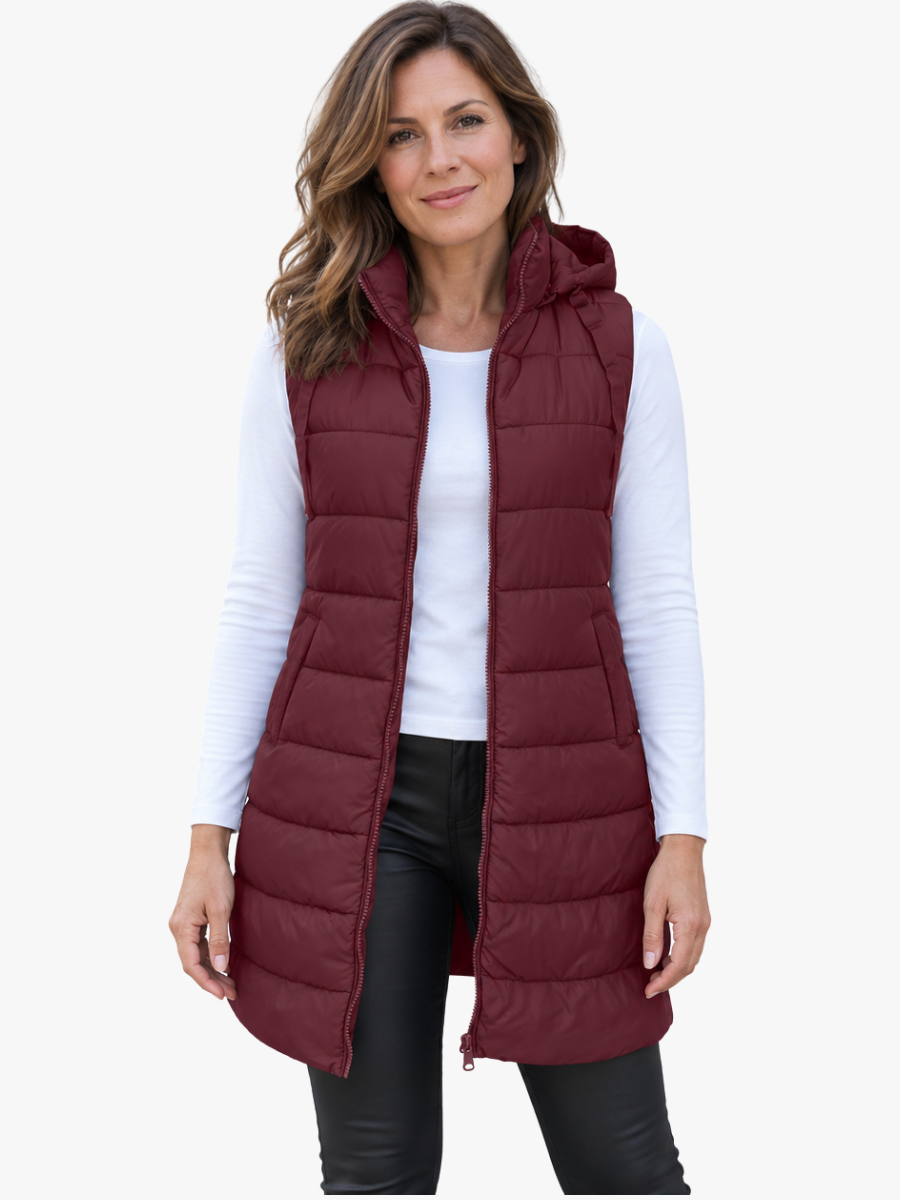 Irma – Gilet lungo trapuntato con cappuccio – 1