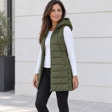 Irma – Gilet lungo trapuntato con cappuccio – 5