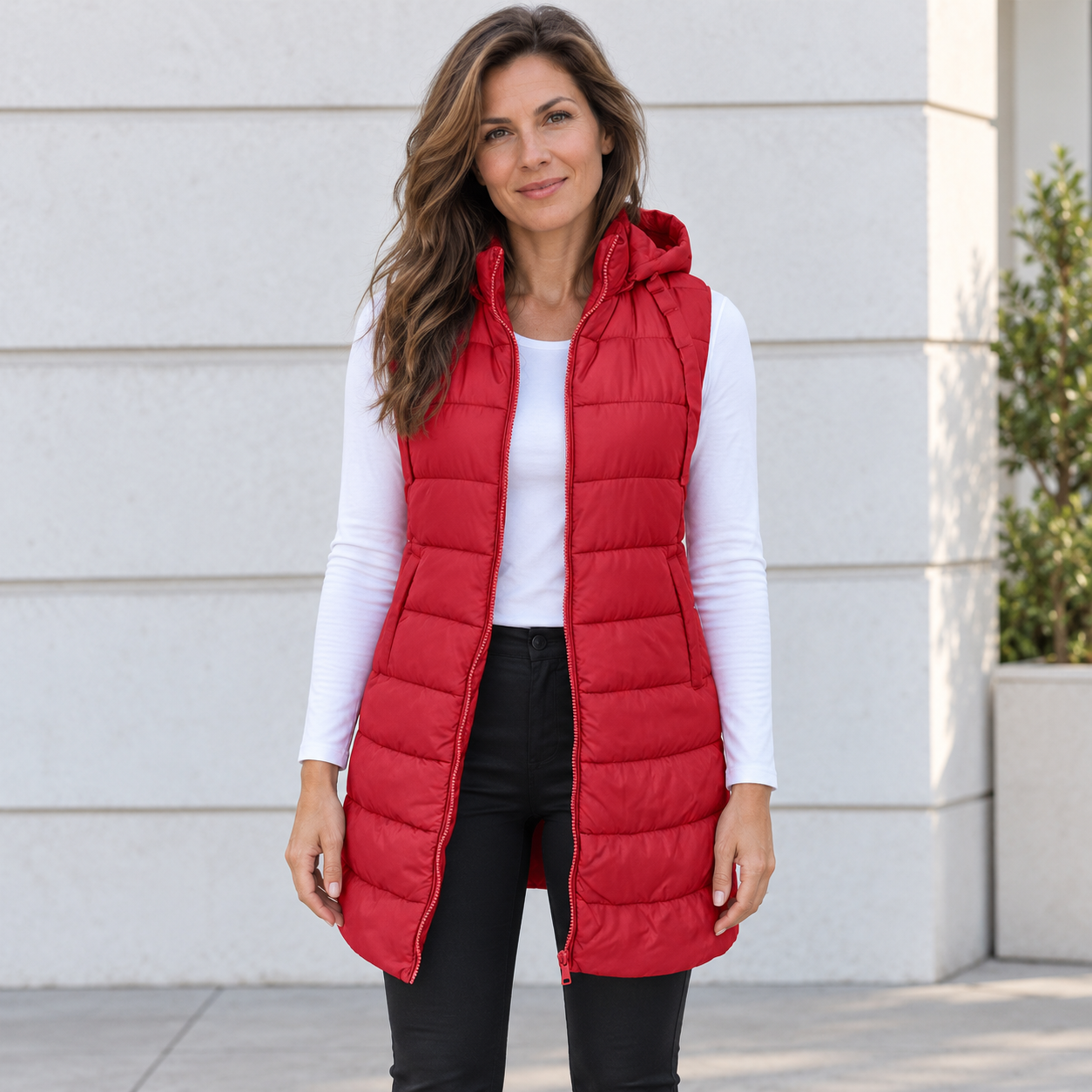 Irma – Gilet lungo trapuntato con cappuccio – 6